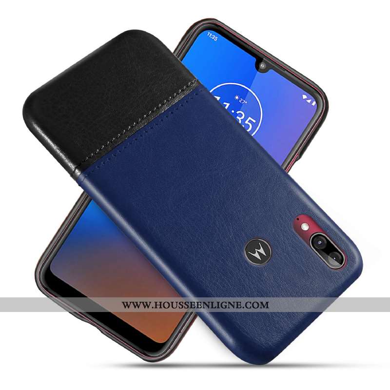 Housse Moto E6 Plus Protection Cuir Noir Téléphone Portable Coque Étui