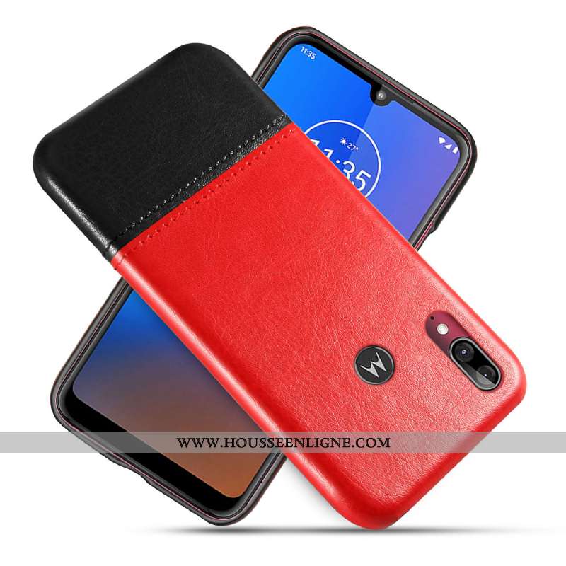 Housse Moto E6 Plus Protection Cuir Noir Téléphone Portable Coque Étui