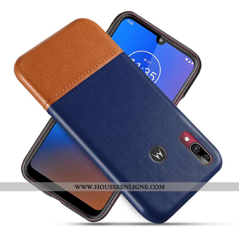 Housse Moto E6 Plus Protection Cuir Noir Téléphone Portable Coque Étui