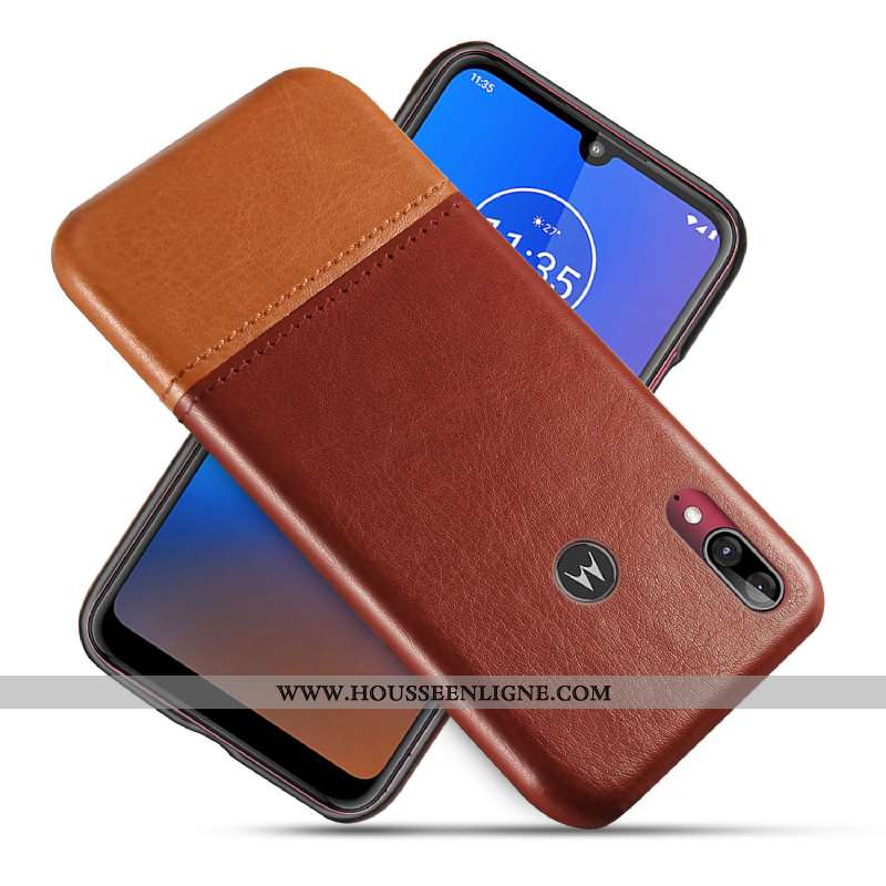Housse Moto E6 Plus Protection Cuir Noir Téléphone Portable Coque Étui