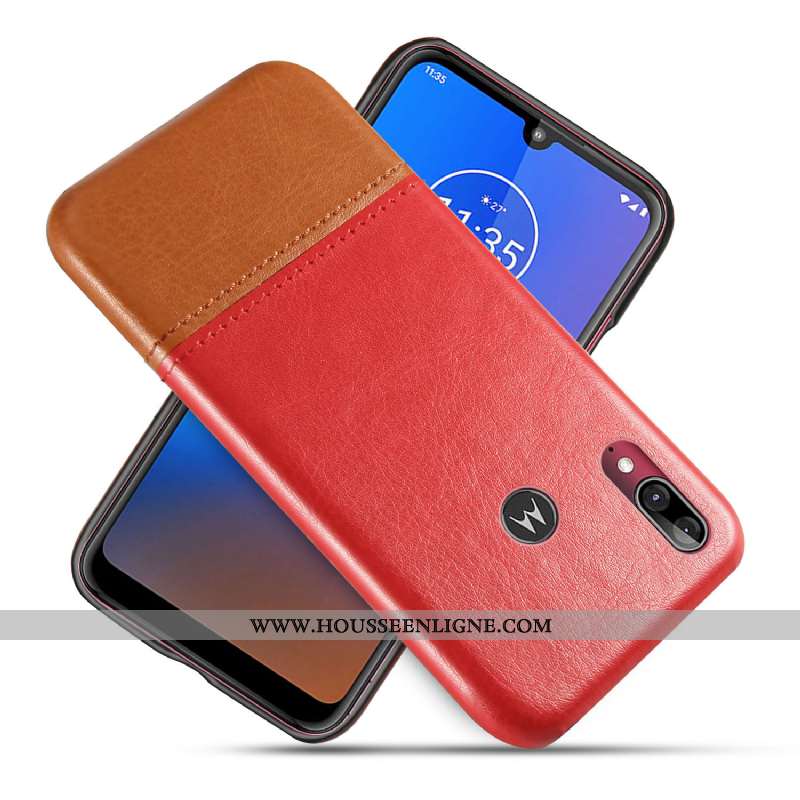 Housse Moto E6 Plus Protection Cuir Noir Téléphone Portable Coque Étui