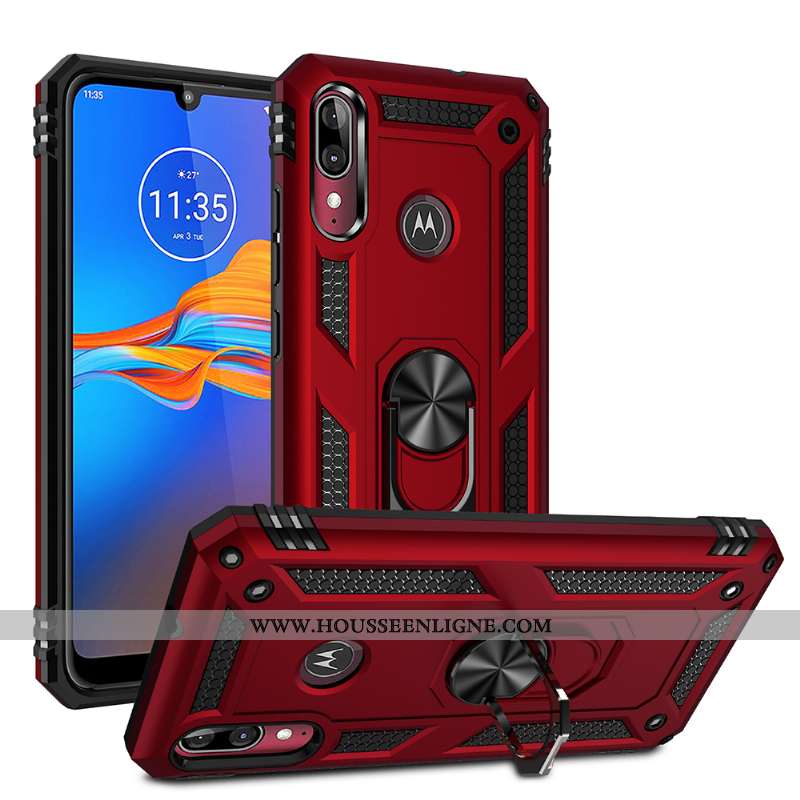 Housse Moto E6 Plus Rouge À Bord Magnétisme Tout Compris Téléphone Portable Difficile Coque