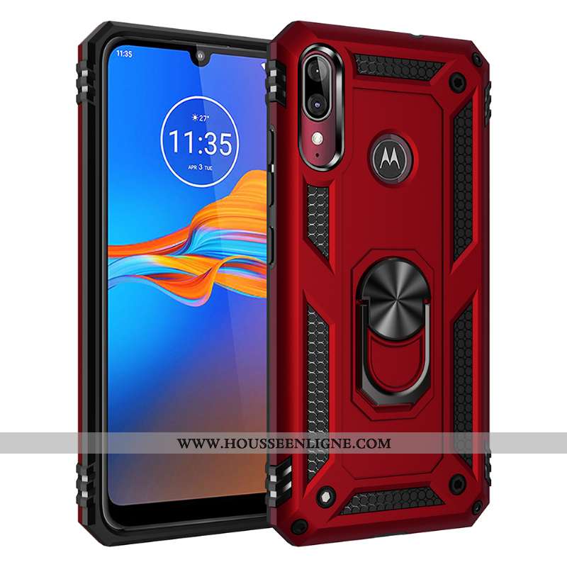 Housse Moto E6 Plus Rouge À Bord Magnétisme Tout Compris Téléphone Portable Difficile Coque