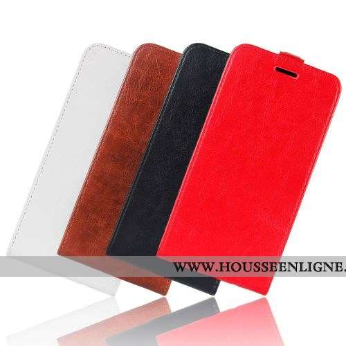 Housse Moto E6 Plus Tendance Cuir Portefeuille Clamshell Étui Protection Simple Rouge