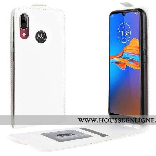 Housse Moto E6 Plus Tendance Cuir Portefeuille Clamshell Étui Protection Simple Rouge