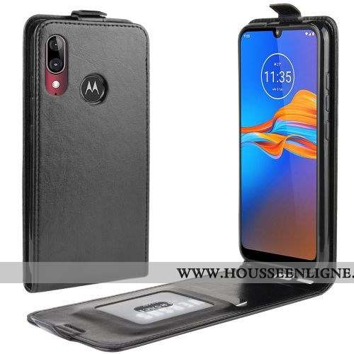 Housse Moto E6 Plus Tendance Cuir Portefeuille Clamshell Étui Protection Simple Rouge