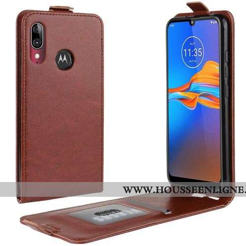 Housse Moto E6 Plus Tendance Cuir Portefeuille Clamshell Étui Protection Simple Rouge