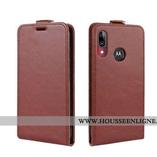 Housse Moto E6 Plus Tendance Cuir Portefeuille Clamshell Étui Protection Simple Rouge