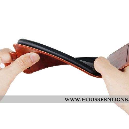 Housse Moto E6 Plus Tendance Cuir Portefeuille Clamshell Étui Protection Simple Rouge