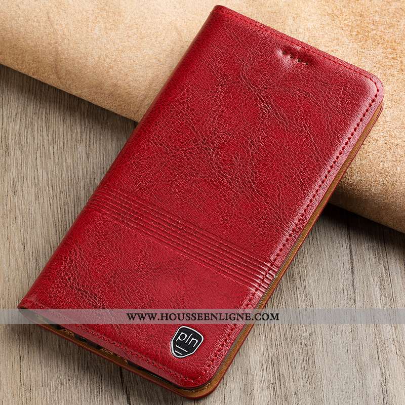 Housse Moto G7 Modèle Fleurie Protection Cuir Véritable Rouge Téléphone Portable Étui Coque