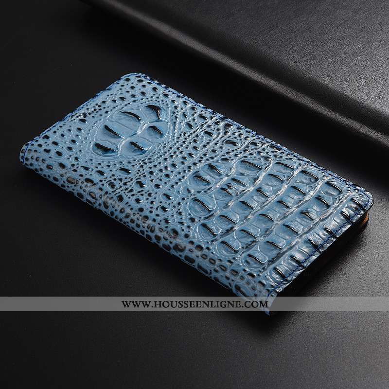 Housse Moto G7 Play Cuir Modèle Fleurie Incassable Étui Bleu Téléphone Portable Crocodile