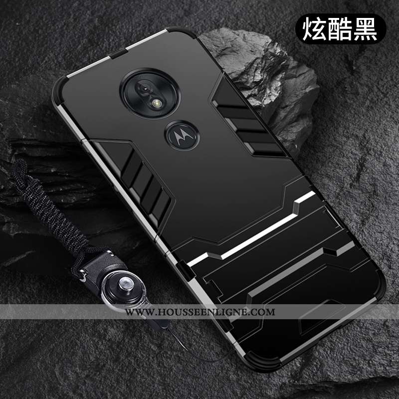 Housse Moto G7 Play Fluide Doux Silicone Téléphone Portable Coque Tout Compris Support Pu Noir