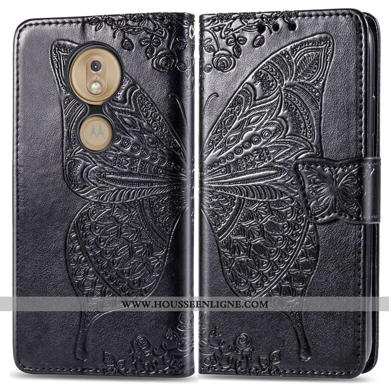 Housse Moto G7 Play Protection Ornements Suspendus Coque Fleur Charmant Gaufrage Papillon Rose