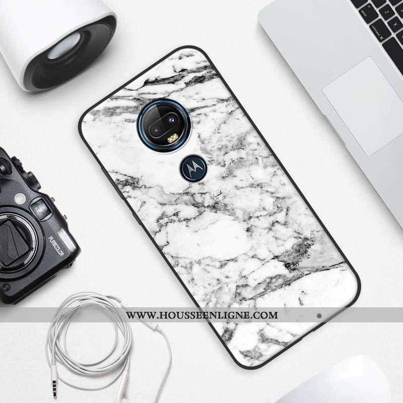Housse Moto G7 Plus Protection Créatif Simple Blanc Modèle Fleurie Étui En Bois Blanche