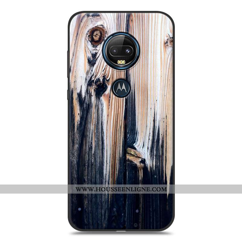 Housse Moto G7 Plus Protection Créatif Simple Blanc Modèle Fleurie Étui En Bois Blanche