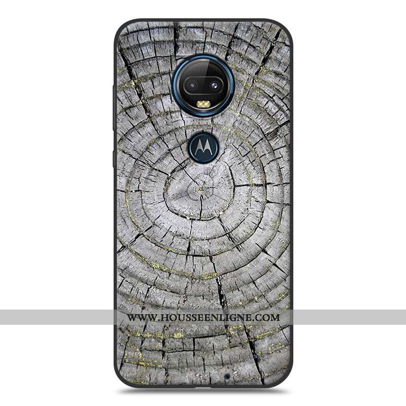 Housse Moto G7 Plus Protection Créatif Simple Blanc Modèle Fleurie Étui En Bois Blanche