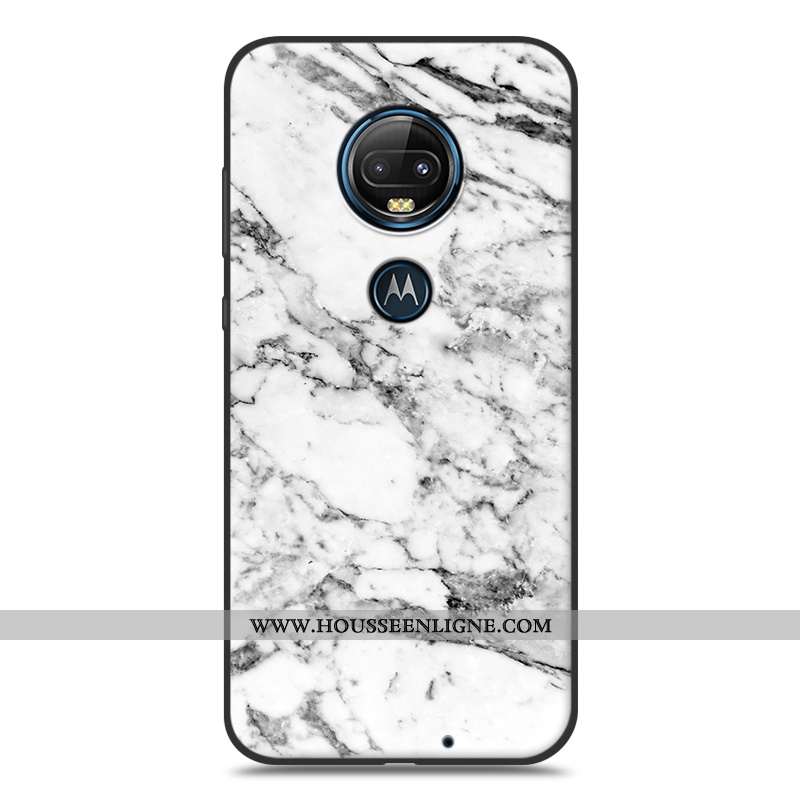 Housse Moto G7 Plus Protection Créatif Simple Blanc Modèle Fleurie Étui En Bois Blanche