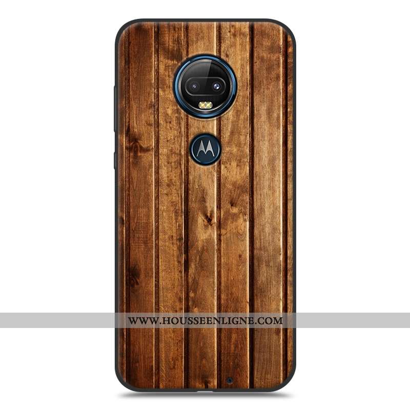 Housse Moto G7 Plus Protection Créatif Simple Blanc Modèle Fleurie Étui En Bois Blanche