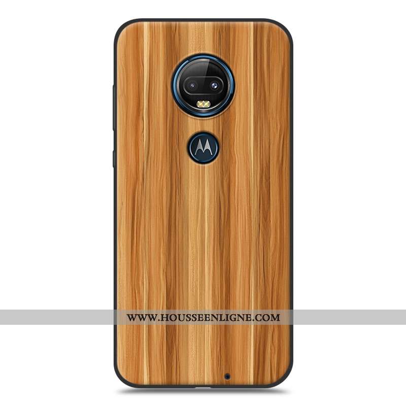 Housse Moto G7 Plus Protection Créatif Simple Blanc Modèle Fleurie Étui En Bois Blanche