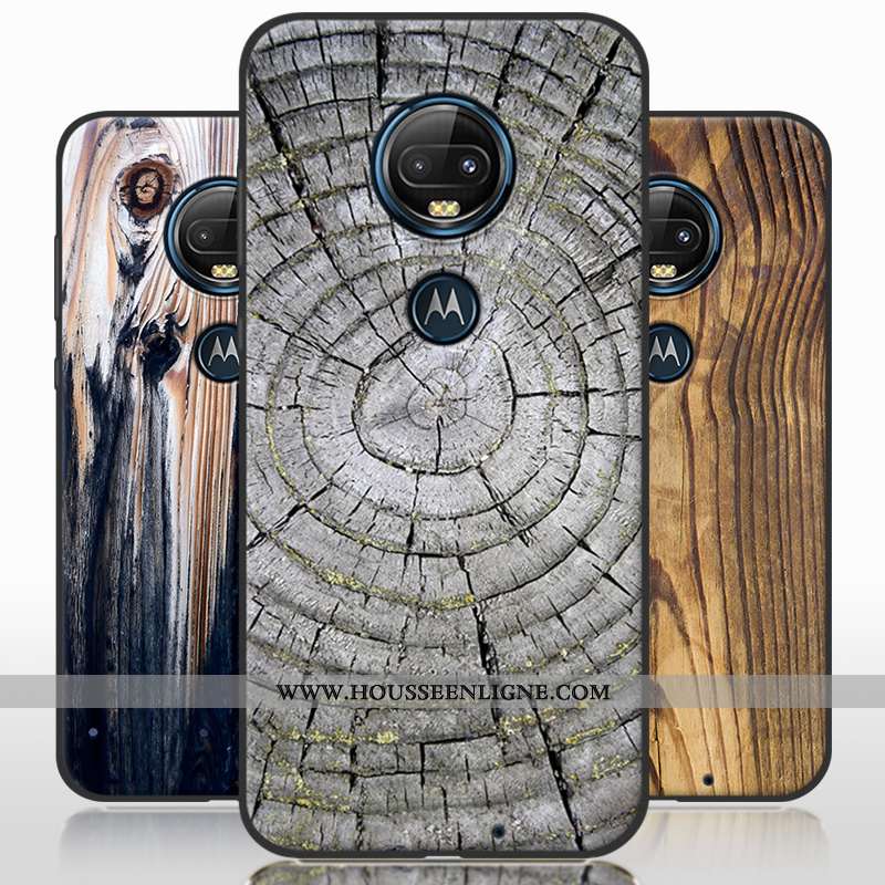 Housse Moto G7 Plus Protection Créatif Simple Blanc Modèle Fleurie Étui En Bois Blanche