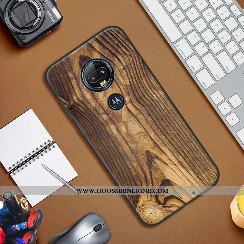 Housse Moto G7 Plus Protection Créatif Simple Blanc Modèle Fleurie Étui En Bois Blanche