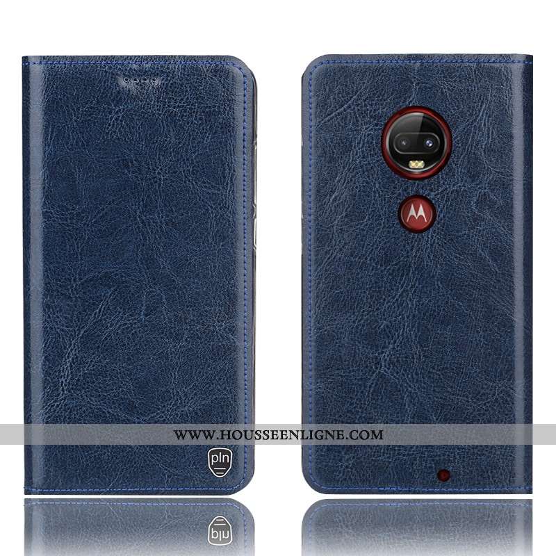 Housse Moto G7 Plus Protection Cuir Véritable Incassable Téléphone Portable Rouge Étui