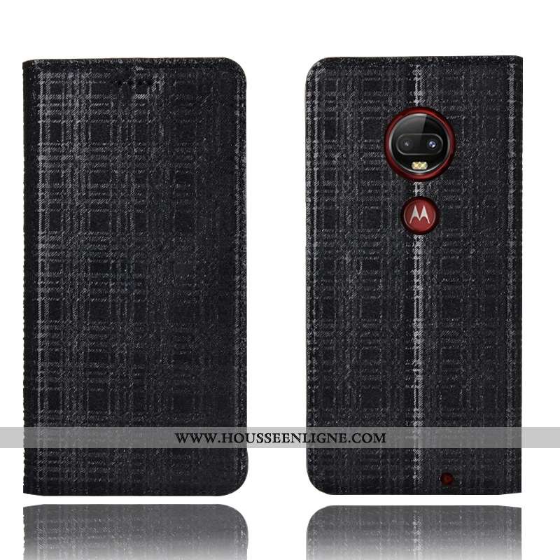 Housse Moto G7 Plus Protection Cuir Véritable Tout Compris Coque Noir Étui