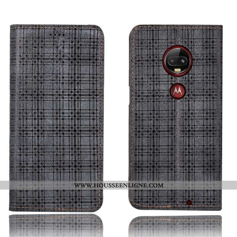 Housse Moto G7 Plus Protection Cuir Véritable Tout Compris Coque Noir Étui