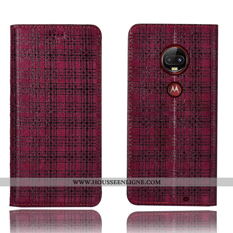 Housse Moto G7 Plus Protection Cuir Véritable Tout Compris Coque Noir Étui