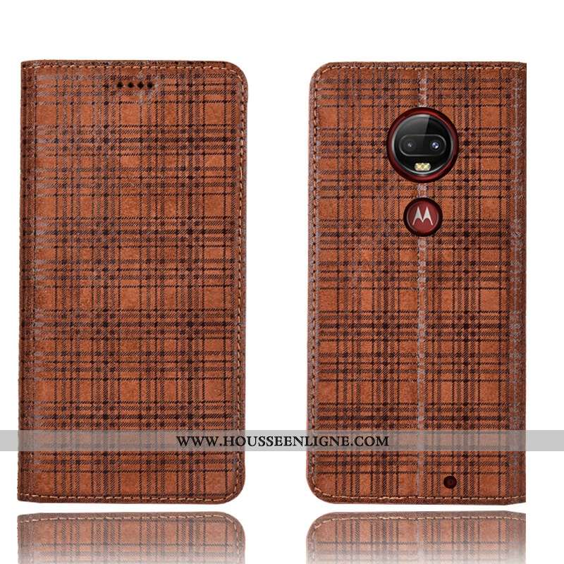 Housse Moto G7 Plus Protection Cuir Véritable Tout Compris Coque Noir Étui