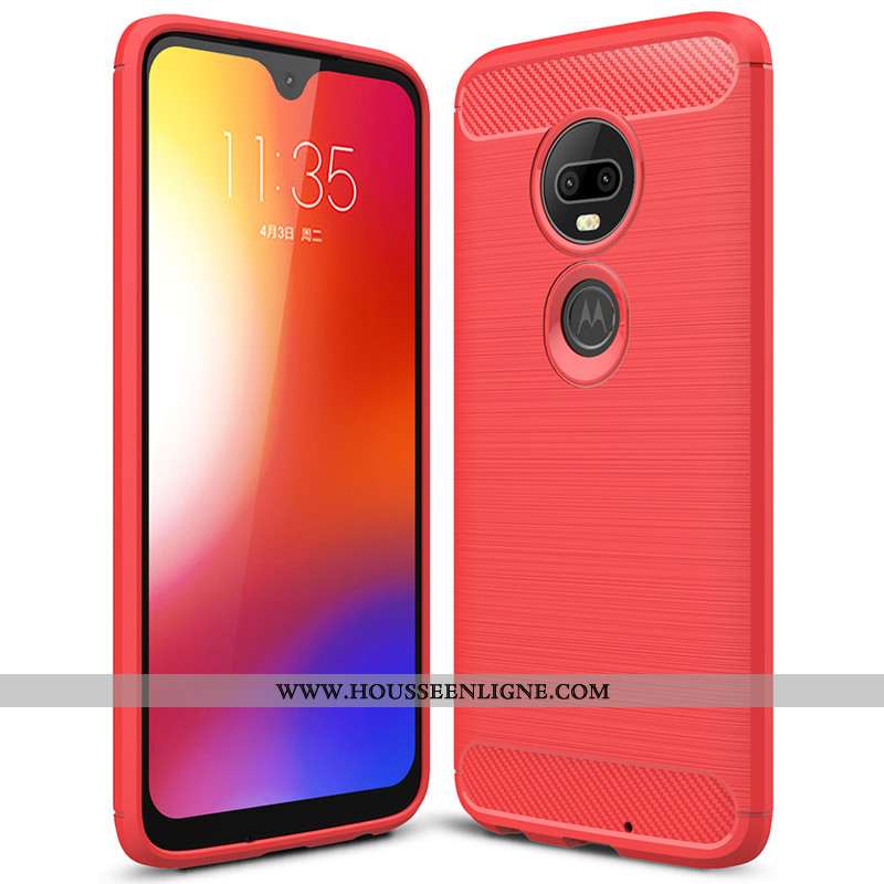 Housse Moto G7 Plus Tendance Fluide Doux Étui Fibre Silicone Téléphone Portable Coque Noir