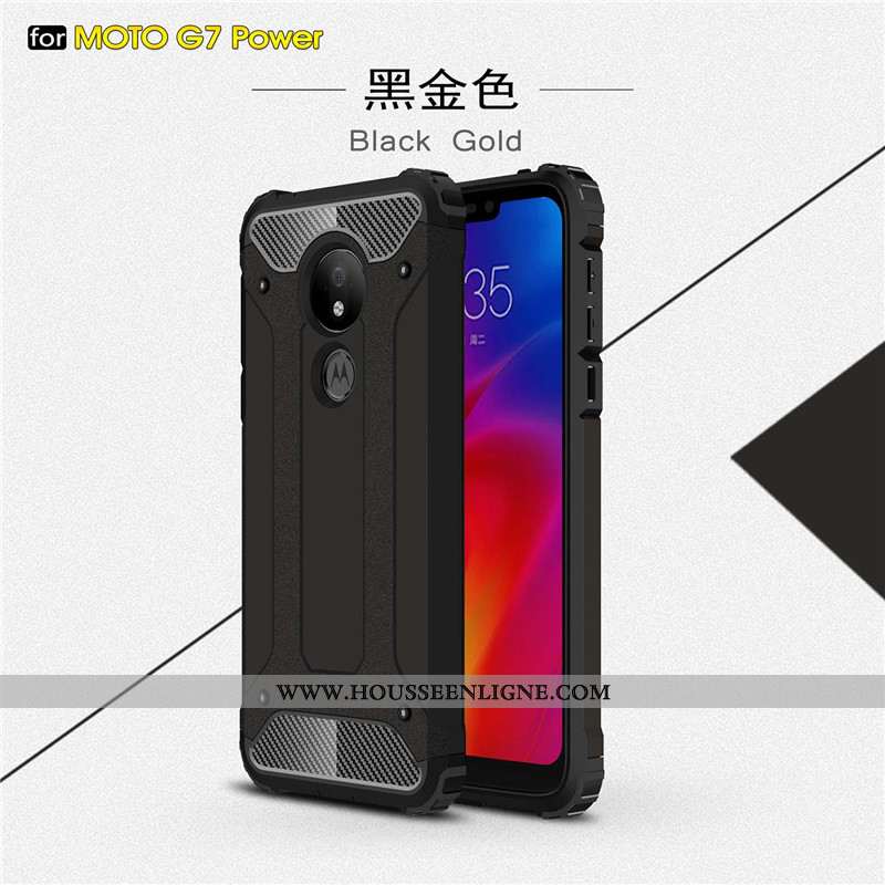 Housse Moto G7 Power Personnalité Créatif Silicone Étui Incassable Or Blanc Pur