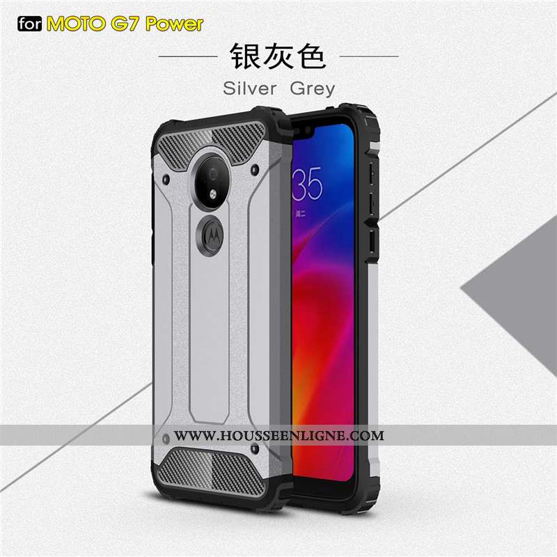 Housse Moto G7 Power Personnalité Créatif Silicone Étui Incassable Or Blanc Pur