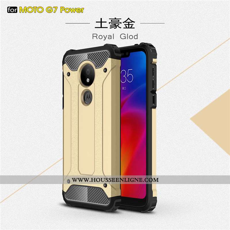 Housse Moto G7 Power Personnalité Créatif Silicone Étui Incassable Or Blanc Pur