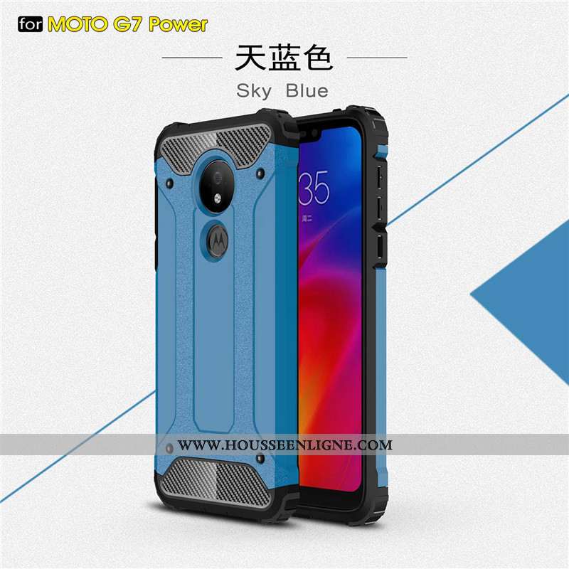 Housse Moto G7 Power Personnalité Créatif Silicone Étui Incassable Or Blanc Pur