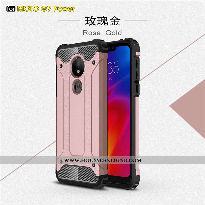Housse Moto G7 Power Personnalité Créatif Silicone Étui Incassable Or Blanc Pur
