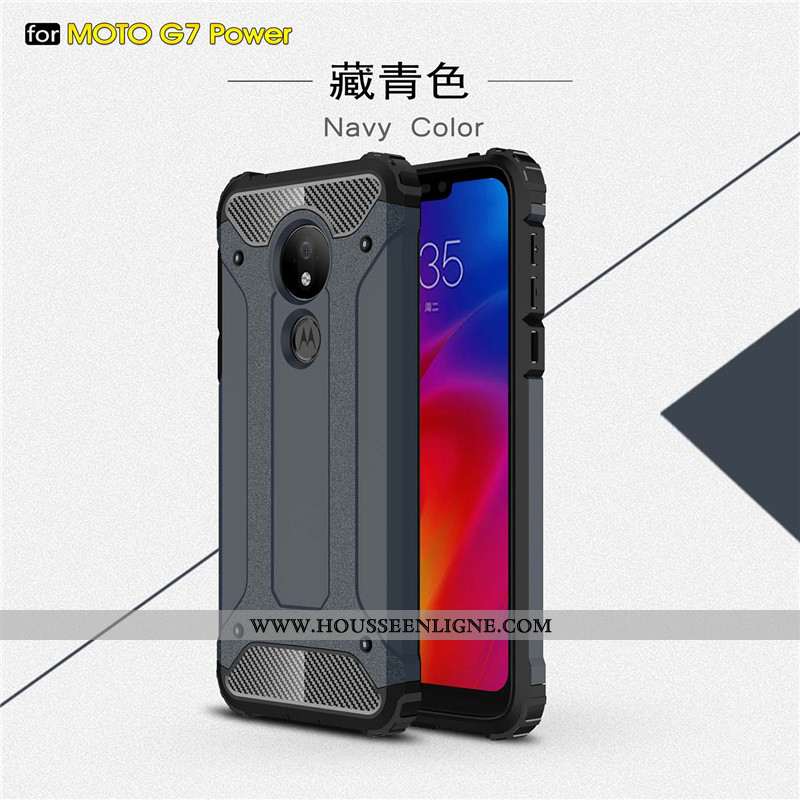 Housse Moto G7 Power Personnalité Créatif Silicone Étui Incassable Or Blanc Pur