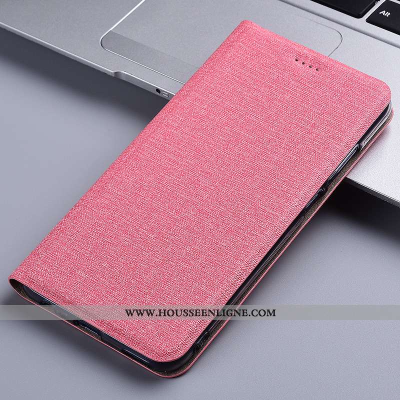 Housse Moto G7 Power Protection Cuir Téléphone Portable Coque Étui Lin Incassable Rose