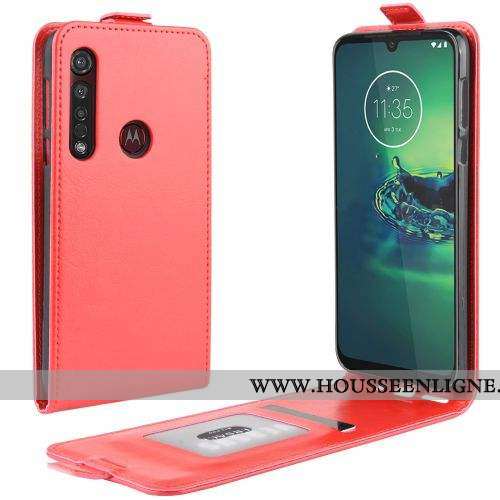 Housse Moto G8 Plus Cuir Protection Clamshell Coque Étui Rouge 2020