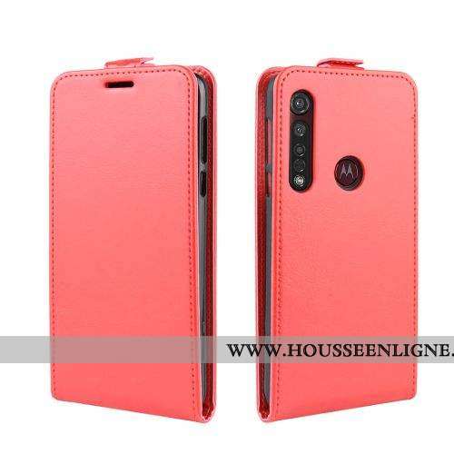Housse Moto G8 Plus Cuir Protection Clamshell Coque Étui Rouge 2020