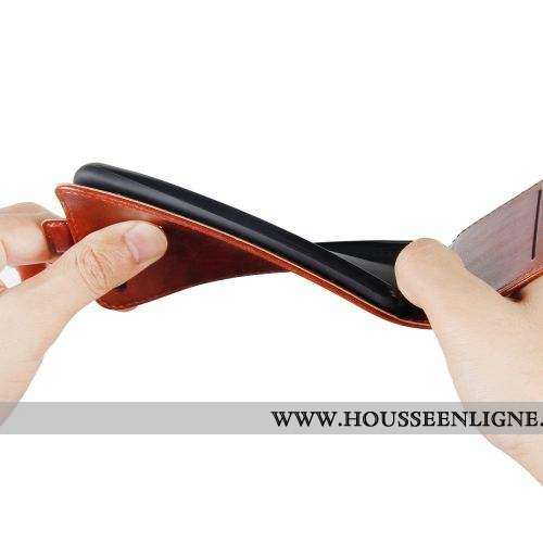 Housse Moto G8 Plus Cuir Protection Clamshell Coque Étui Rouge 2020