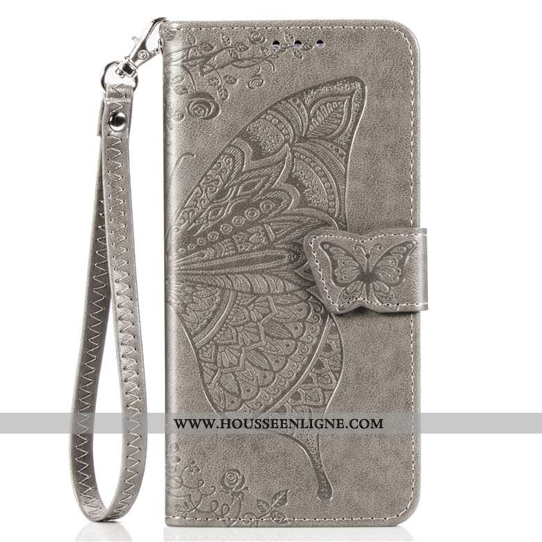 Housse Moto G8 Plus Cuir Protection Téléphone Portable Fleur Étui Bleu