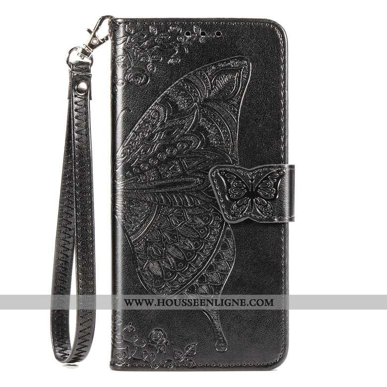 Housse Moto G8 Plus Cuir Protection Téléphone Portable Fleur Étui Bleu