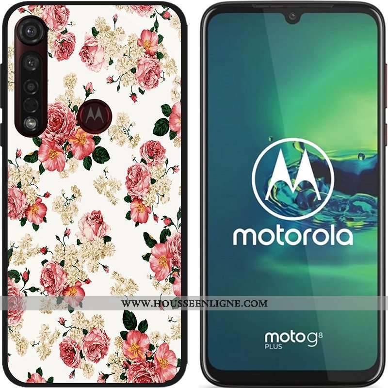 Housse Moto G8 Plus Délavé En Daim Créatif Coque Pu Fluide Doux Étui Peinture Bleu