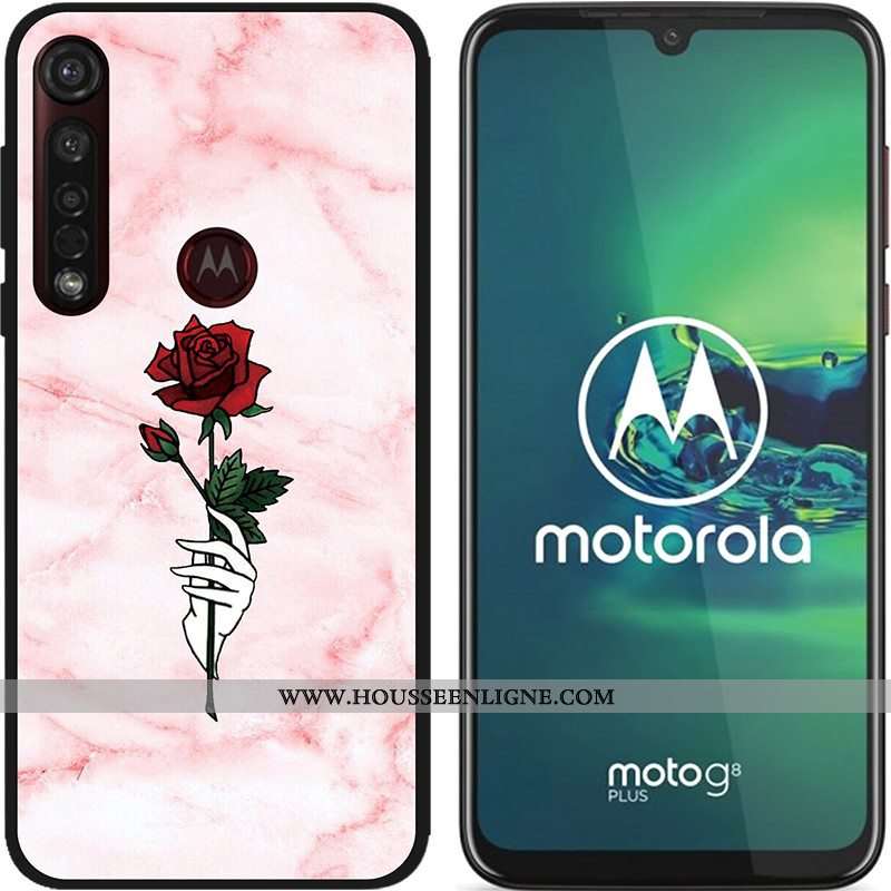 Housse Moto G8 Plus Délavé En Daim Créatif Coque Pu Fluide Doux Étui Peinture Bleu