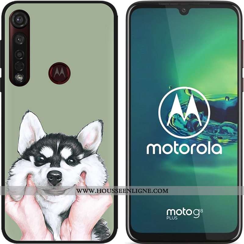 Housse Moto G8 Plus Délavé En Daim Créatif Coque Pu Fluide Doux Étui Peinture Bleu