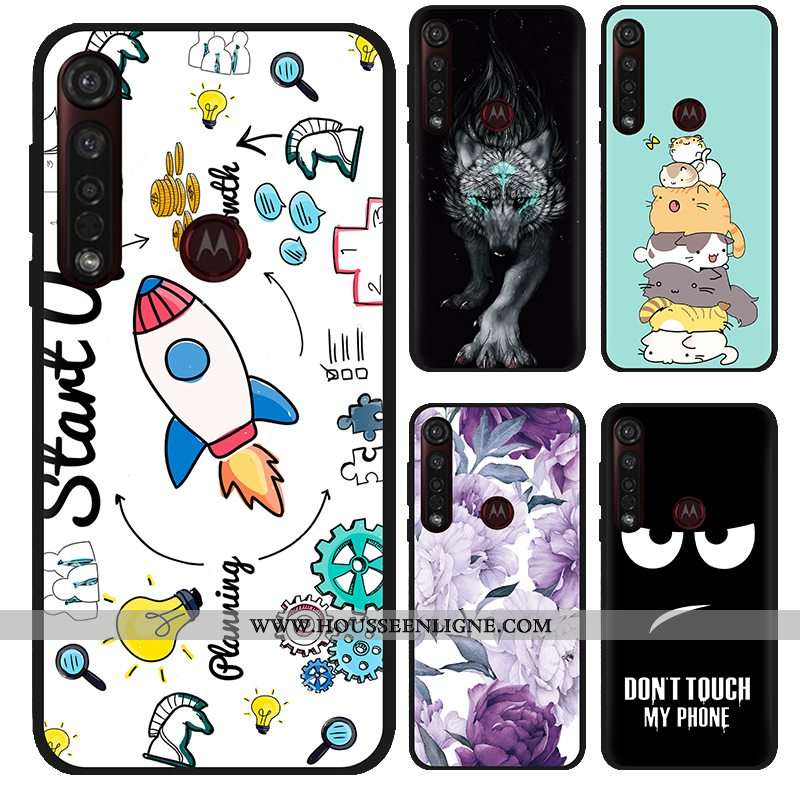 Housse Moto G8 Plus Délavé En Daim Créatif Coque Pu Fluide Doux Étui Peinture Bleu