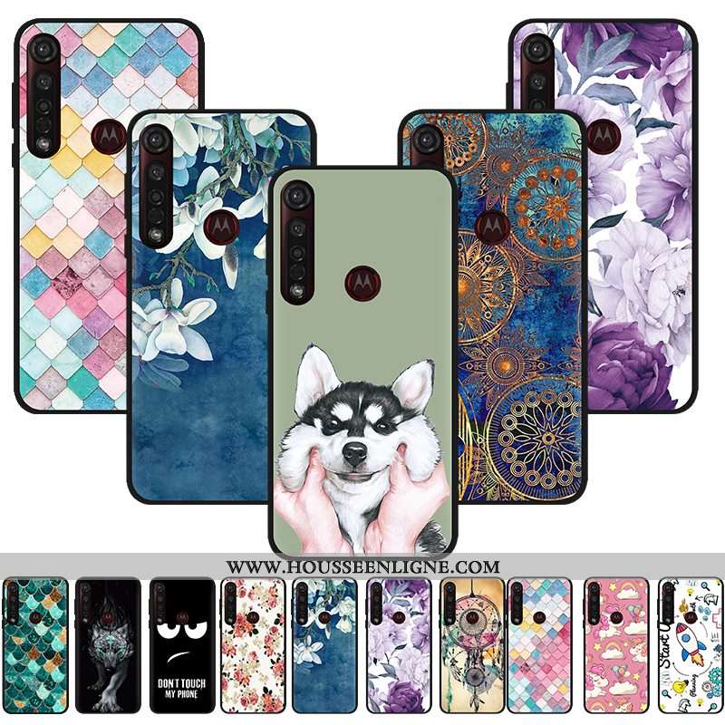 Housse Moto G8 Plus Délavé En Daim Créatif Coque Pu Fluide Doux Étui Peinture Bleu