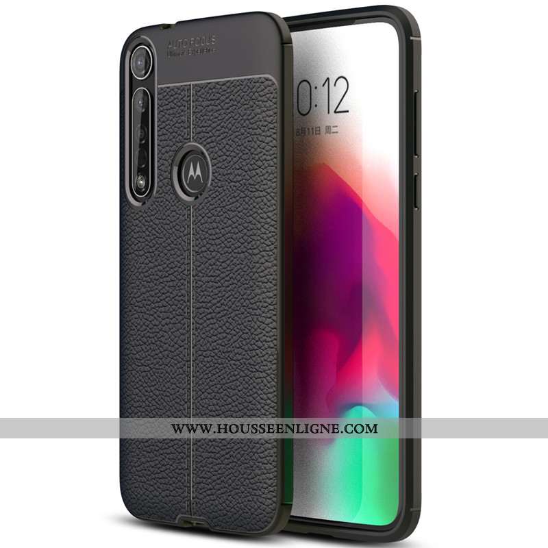 Housse Moto G8 Plus Protection Cuir Rouge Étui Tout Compris Simple Téléphone Portable
