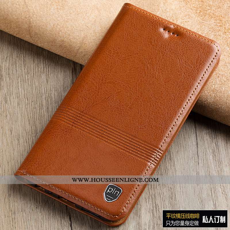 Housse Moto G8 Plus Protection Cuir Véritable Coque Téléphone Portable Étui Tout Compris Marron